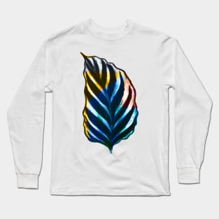 Pastel Geometric Block Leaf Long Sleeve T-Shirt